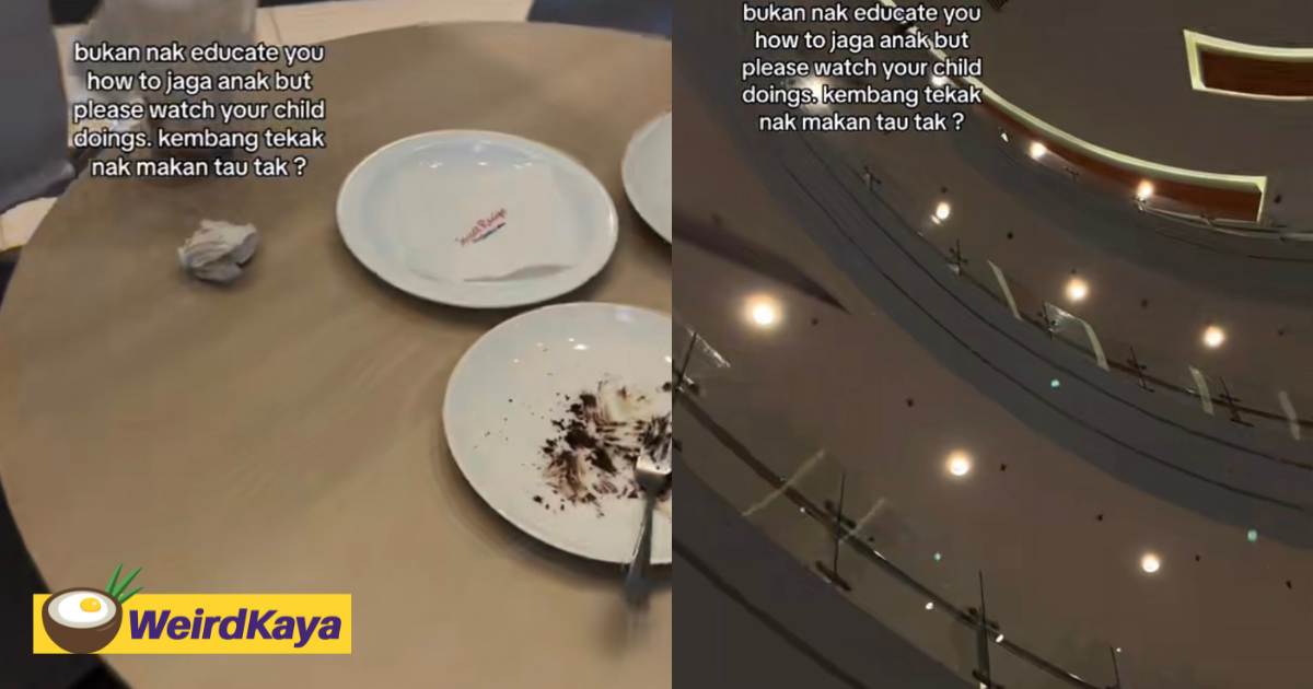 M'sian man left disgusted after child spits into his drink from above at mall | weirdkaya