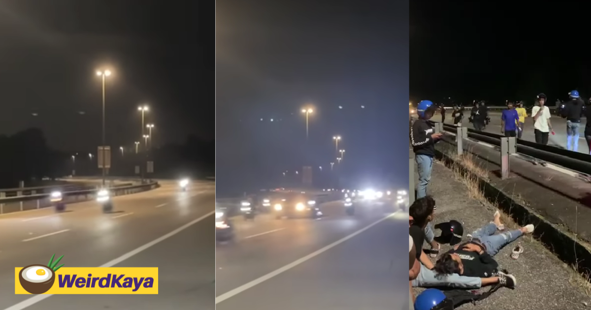 Group of mat rempits race dangerously on lekas highway, 1 dies while 9 others left injured | weirdkaya