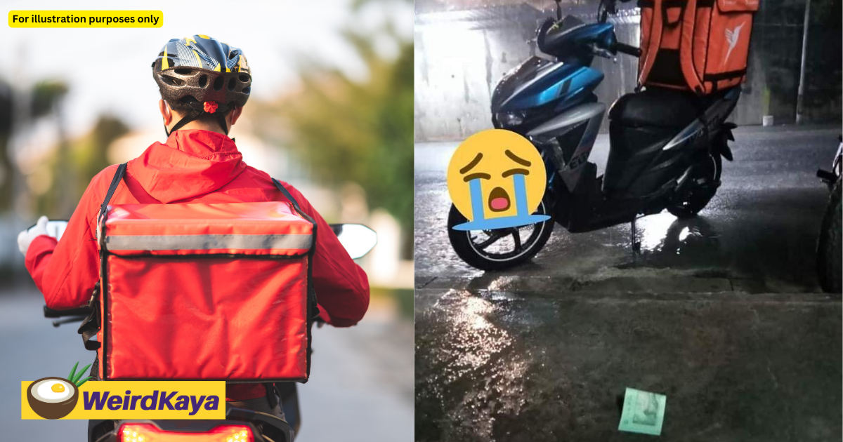 Rude customer tosses cash at m'sian delivery rider to avoid getting his hands wet from the rain | weirdkaya