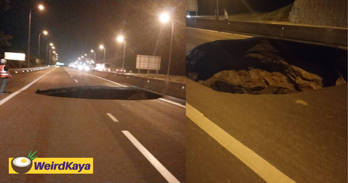Giant sinkhole spotted at kl-karak highway due to underground tunnel works | weirdkaya
