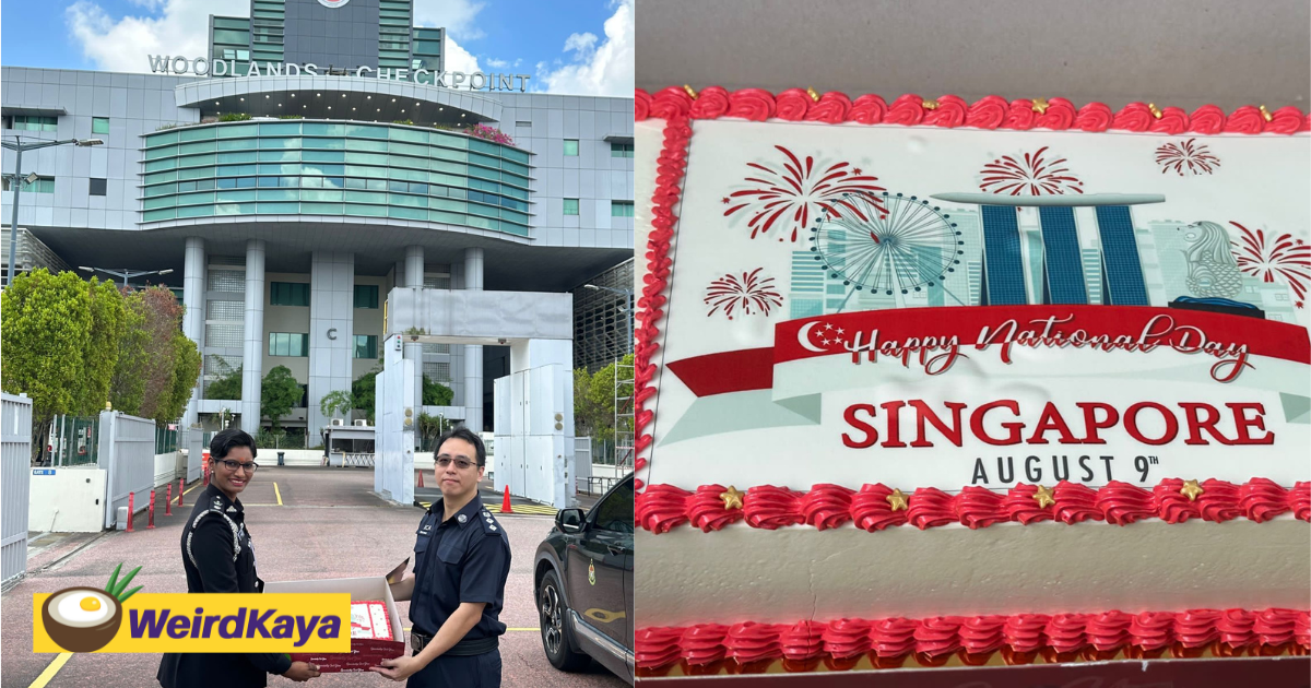 M'sia immigration department gifts birthday cake to s'pore counterpart in conjunction with their national day | weirdkaya