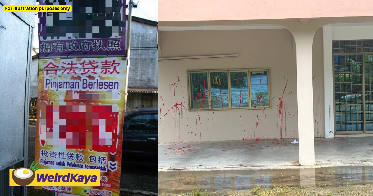 Ah long splashes paint at wrong house in johor, apologises & promises to compensate for damages | weirdkaya