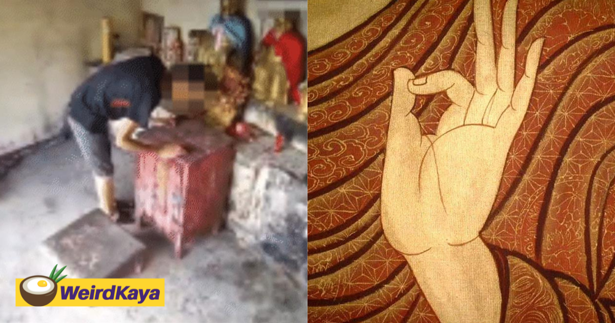Man caught stealing cash from chinese temple, claims buddha statue gave permission with 'ok' sign | weirdkaya