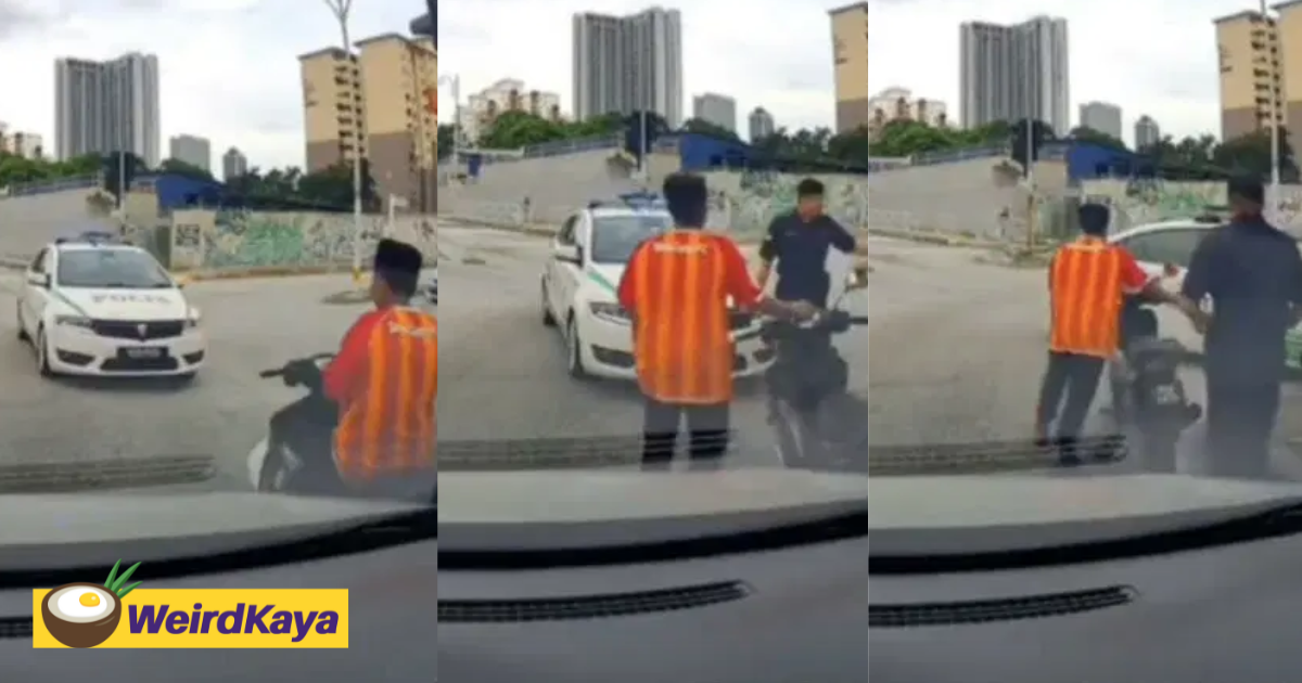 M'sian teen caught not wearing a helmet, surrenders and obediently follows policeman | weirdkaya
