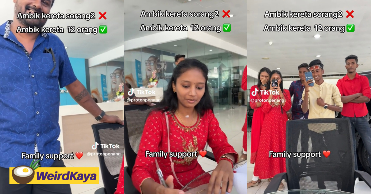 Entire family of 11 turn up in support of m'sian girl buying her first car in viral clip | weirdkaya