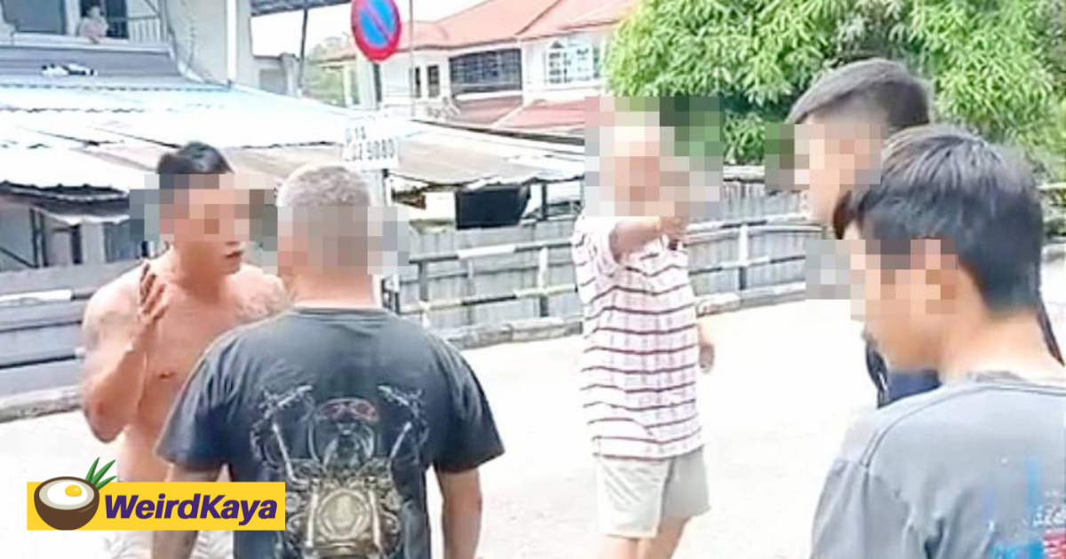 M'sian father and son wield meat cleaver over loud noise from car audio system | weirdkaya
