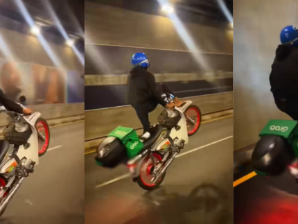 M'sian Delivery Rider Does 'Wheelie' Stunt On The Road, Netizens Joke He Should Work At The Circus