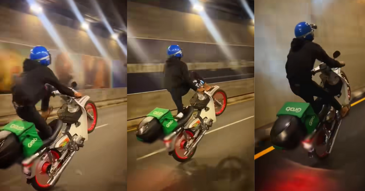 M'sian delivery rider does 'wheelie' stunt on the road, netizens joke he should work at the circus | weirdkaya
