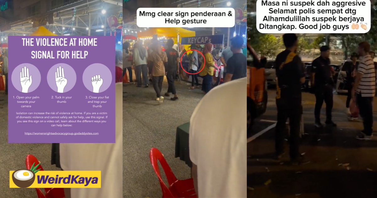 M'sian woman shows 'signal for help' at pj fair, police save her from bf who was allegedly abusive | weirdkaya