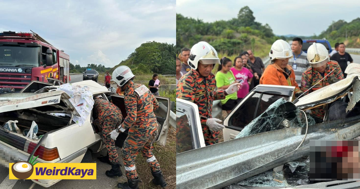 M'sian woman killed and 5 injured after car crashes into metal divider in sarawak | weirdkaya