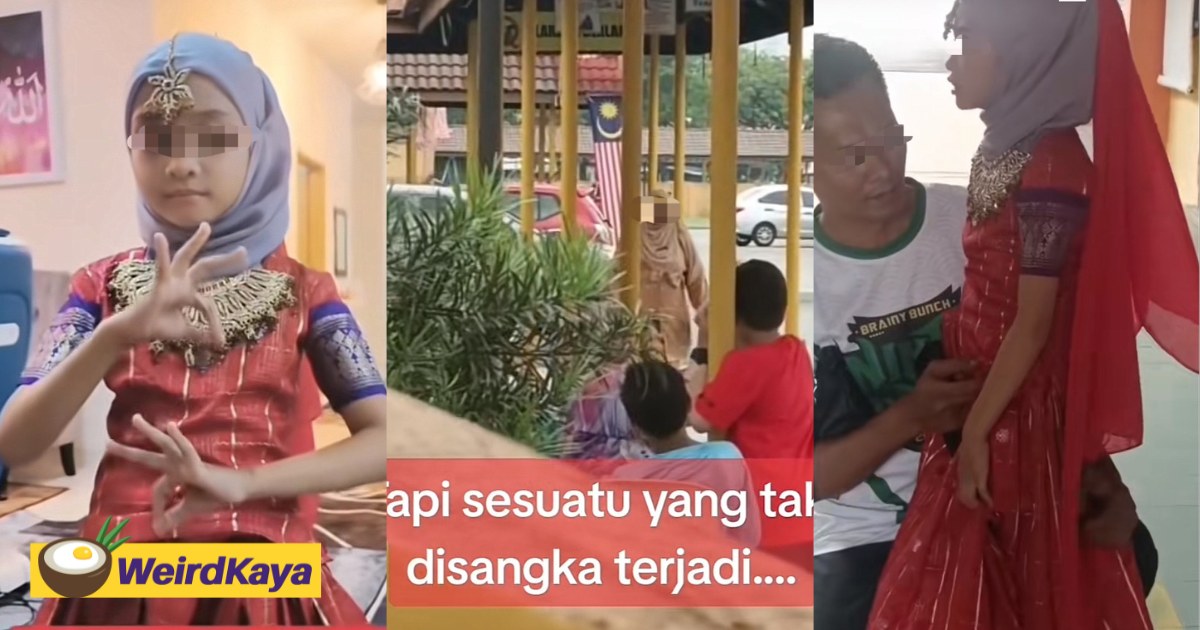 M'sian girl wears traditional attire and puts on makeup for merdeka celebration, teacher wipes it away & scolds her | weirdkaya