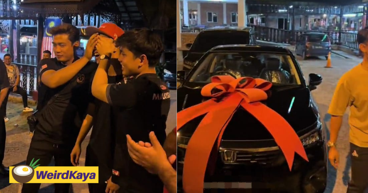 Group of m'sians surprise their friend who took a bus to work for 2 years with a new car | weirdkaya