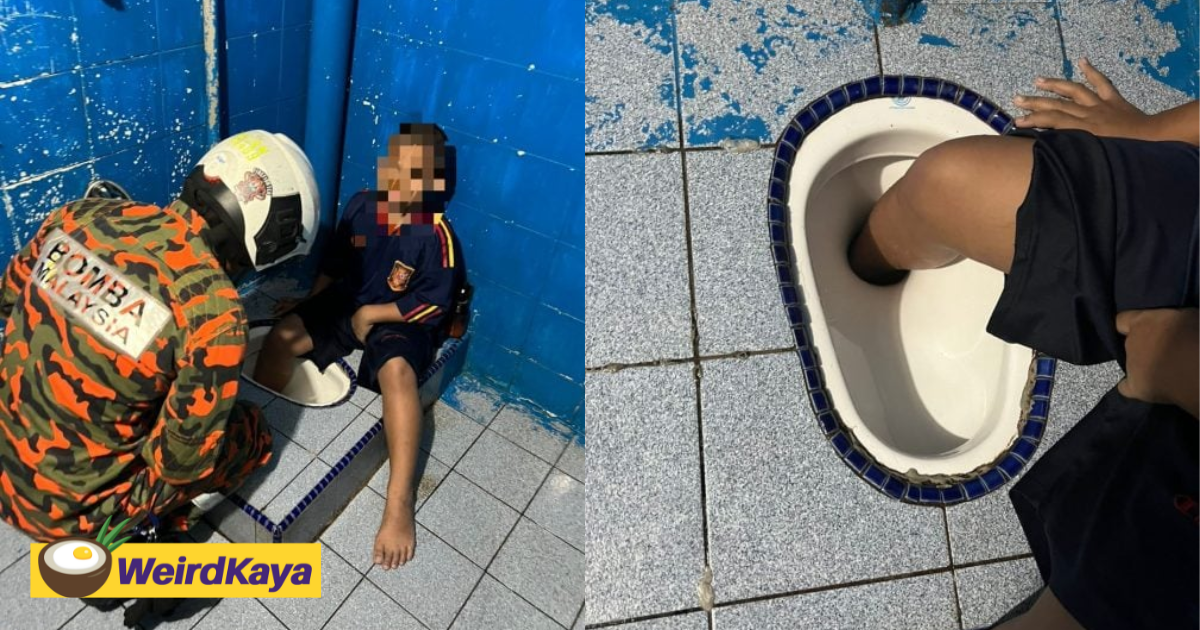 9yo m'sian boy gets foot stuck inside toilet bowl for nearly 1 hour | weirdkaya
