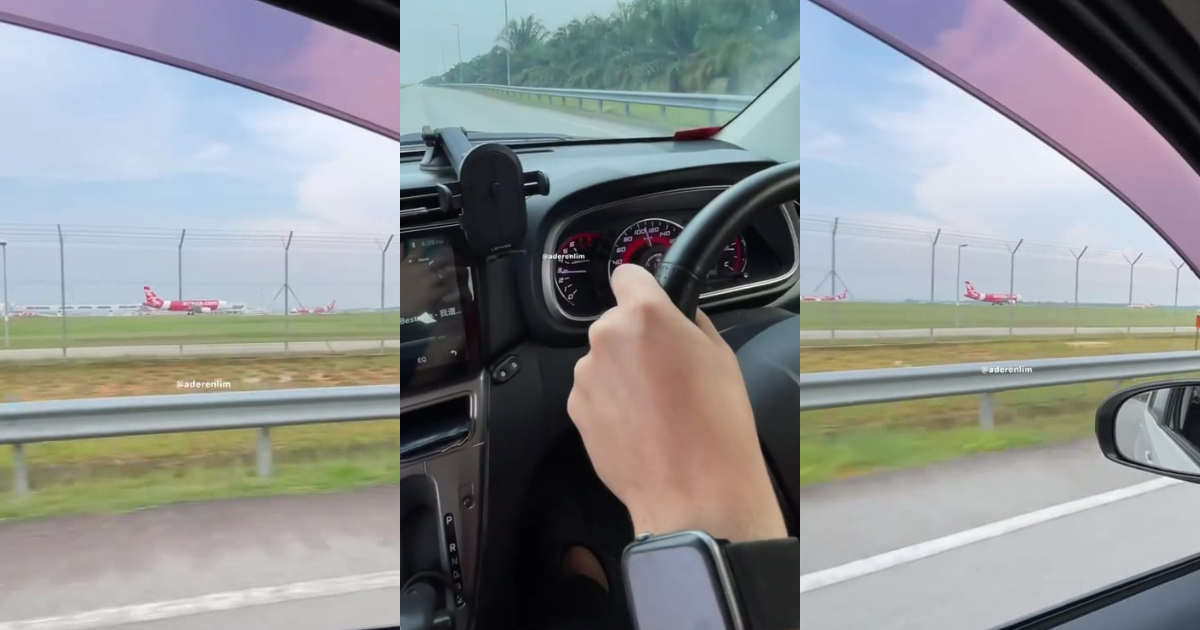Myvi driver races against airasia plane which was taking off, netizens amused | weirdkaya