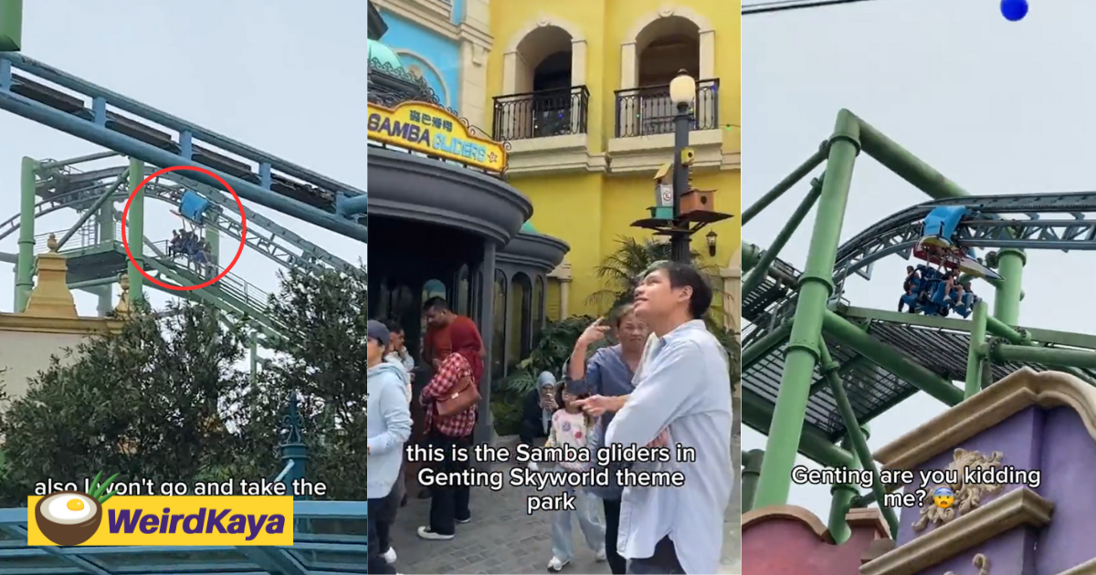 Viral clip shows visitors getting stuck midair after ride malfunctions at genting skyworld theme park | weirdkaya
