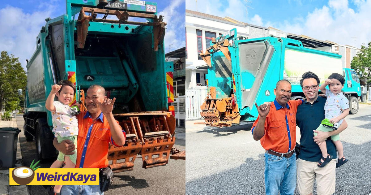 3yo m'sian boy fulfils dream to meet his hero who works as a garbage truck driver | weirdkaya