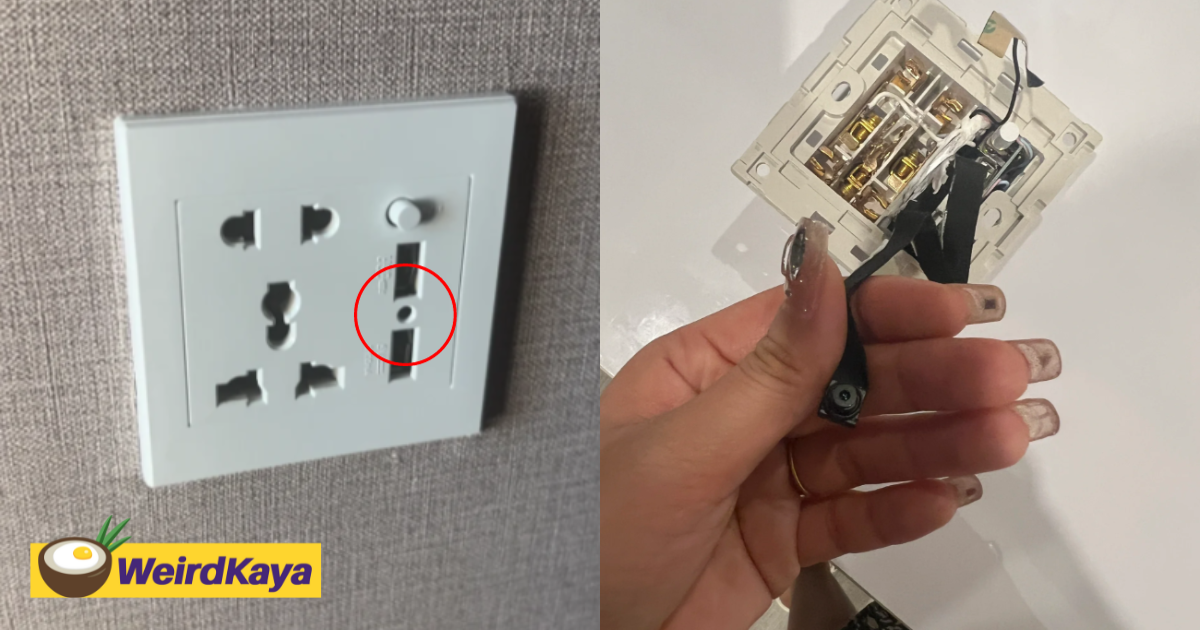 China tourist shocked to find hidden camera inside socket at airbnb room in sabah | weirdkaya
