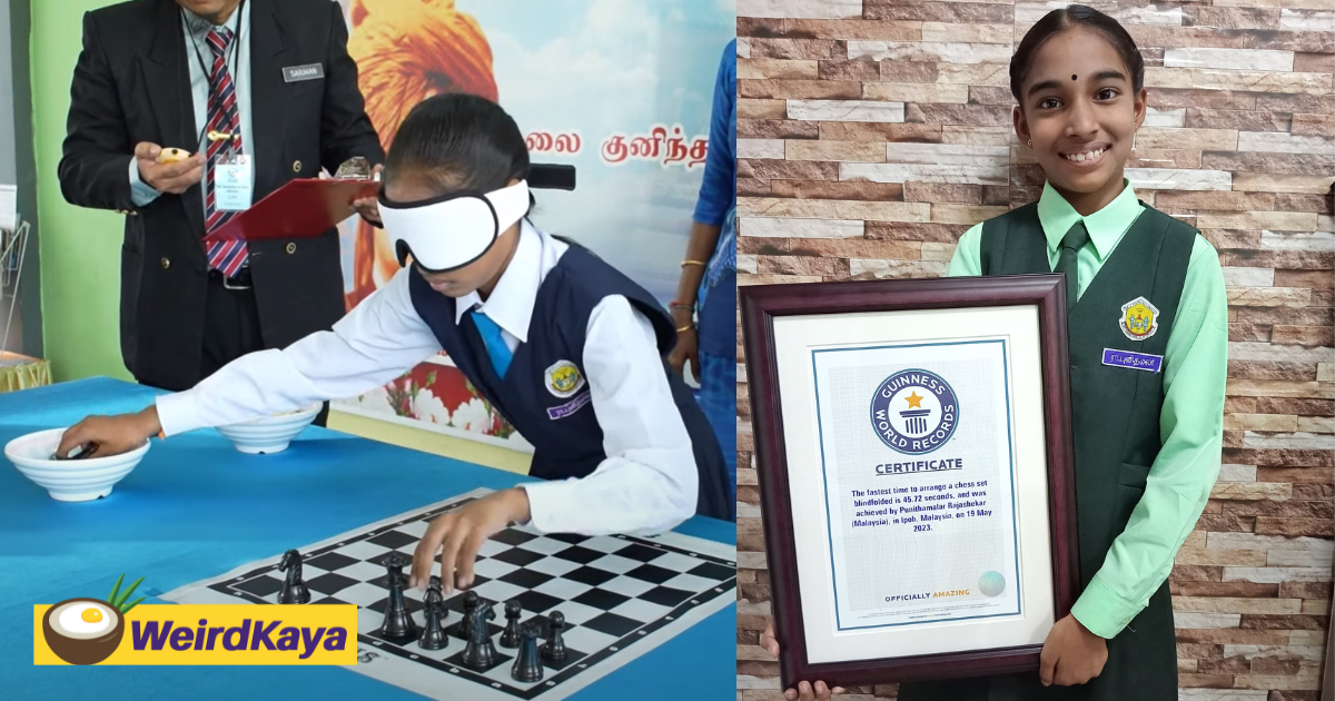 10yo m'sian student sets guinness world record for setting up chessboard while blindfolded | weirdkaya