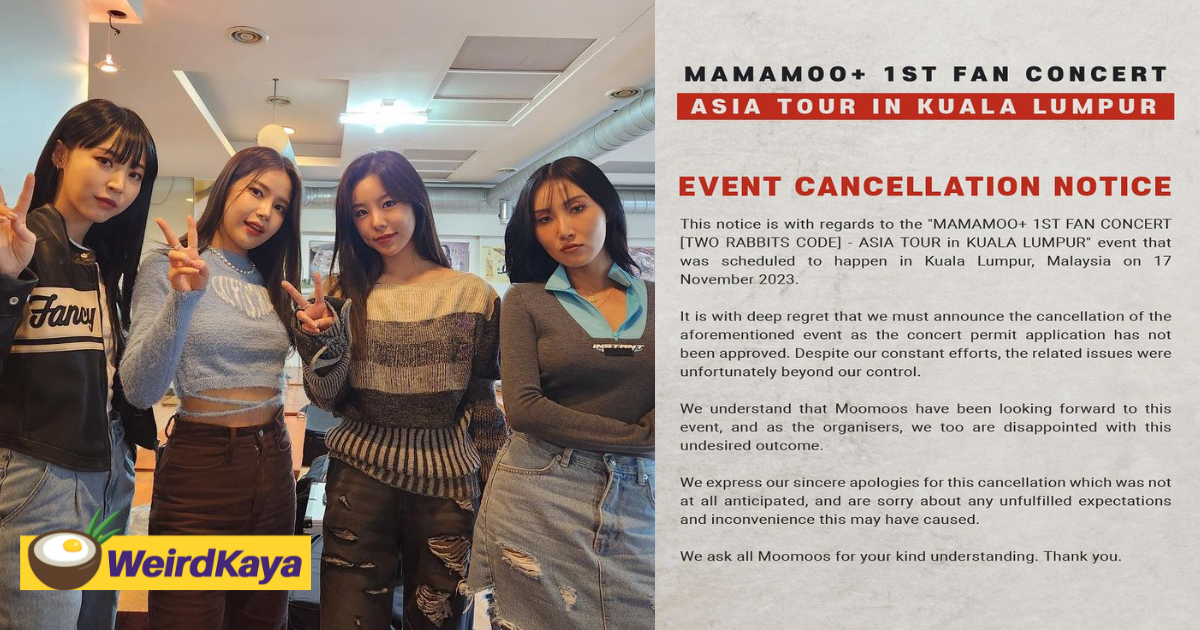M'sia's k-pop fans disappointed as mamamoo kl event gets cancelled | weirdkaya