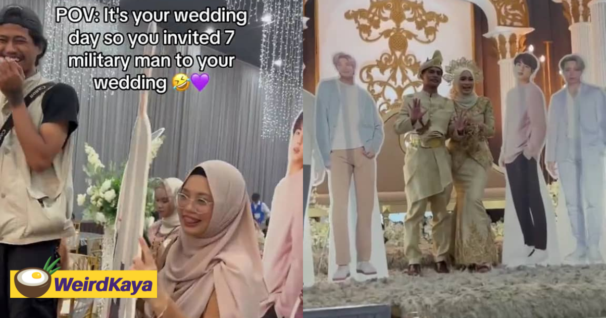 M'sian friends surprise bride by bringing bts standees to her wedding | weirdkaya
