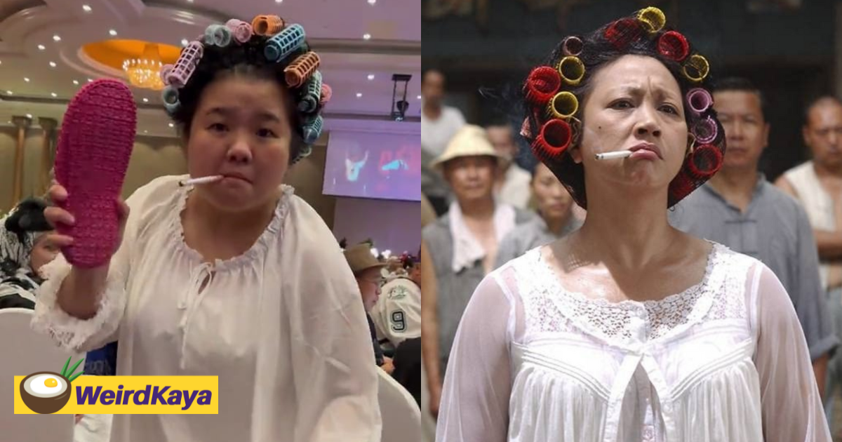 Woman cosplays ‘kung fu hustle’ landlady for annual dinner & it’s almost the same! | weirdkaya