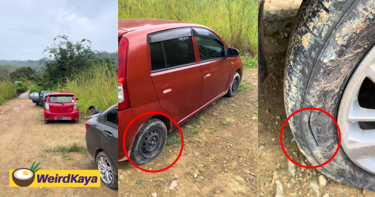 M'sian men' hiking retreat turn sour after their car tyres get slashed by vandals | weirdkaya