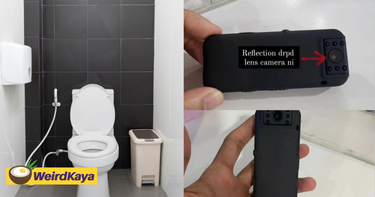 M'sian woman finds hidden camera behind 'broken flush' sticker inside petrol station toilet | weirdkaya