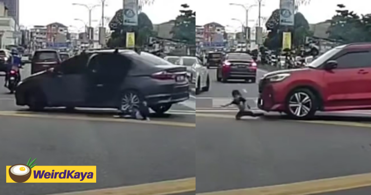 Child falls from car during u-turn, struck by oncoming suv after door opens unexpectedly | weirdkaya