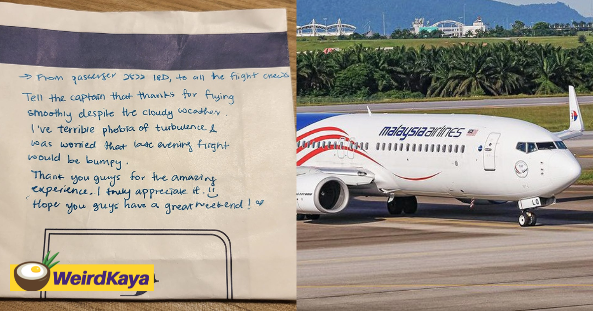 Malaysia airlines passenger thanks pilot for smooth flight by penning note on sick bag | weirdkaya