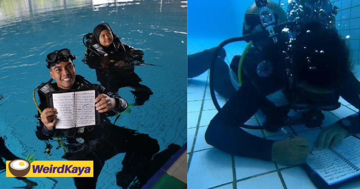 20yo m'sian student sets national record for being the first person to write an essay while underwater  | weirdkaya
