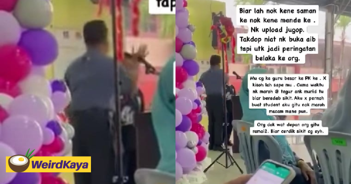 M'sian teacher slaps student in front of attendees during school ceremony, sparking outrage | weirdkaya