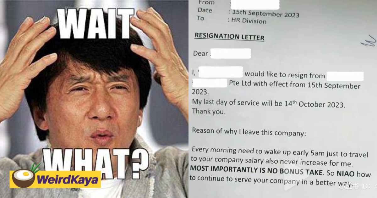 S'porean pens resignation letter slamming stingy company in singlish, netizens tickled by the slangs used | weirdkaya