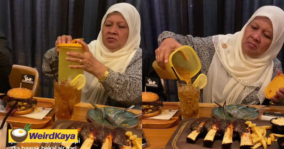 M'sian mom brings teh 'o' from home as she found the restaurant's drinks to be expensive | weirdkaya