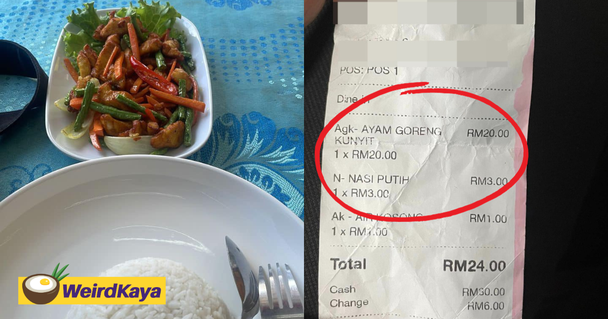 'she didn't say anything! ' — m'sian restaurant owner responds to viral rm23 ayam goreng kunyit meal | weirdkaya