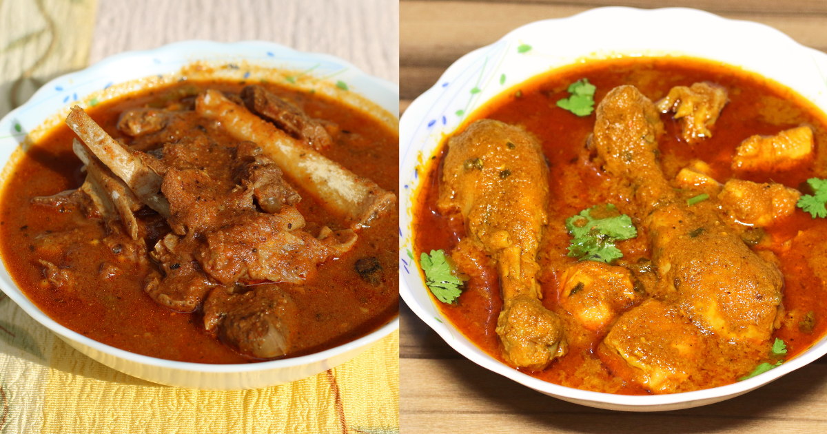 Mutton curry and chicken curry
