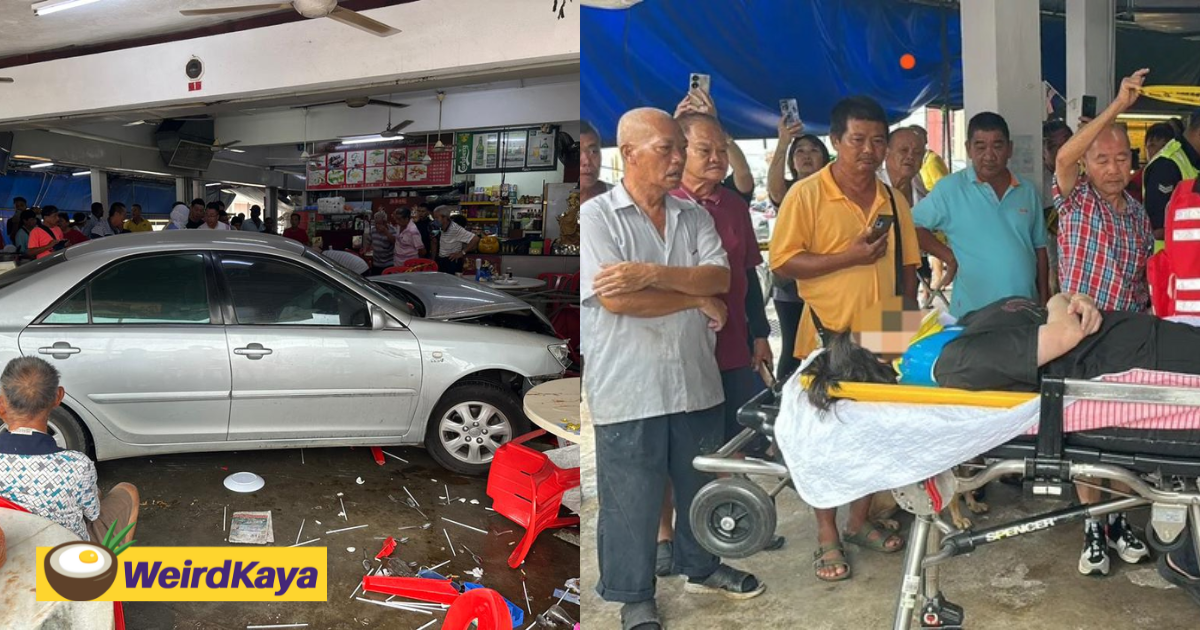 70yo m'sian man crashes car into kopitiam in negri sembilan, killing 1 and injuring another | weirdkaya