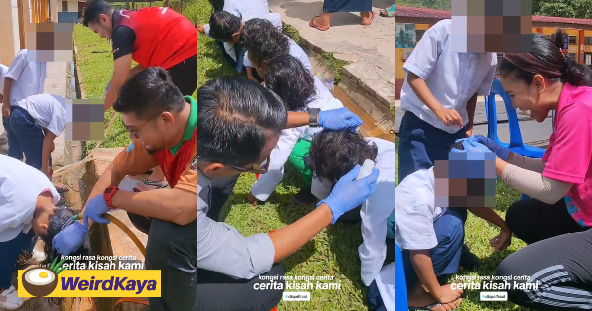 Kind m'sian teachers educate students about cleanliness by washing their hair to remove lice | weirdkaya