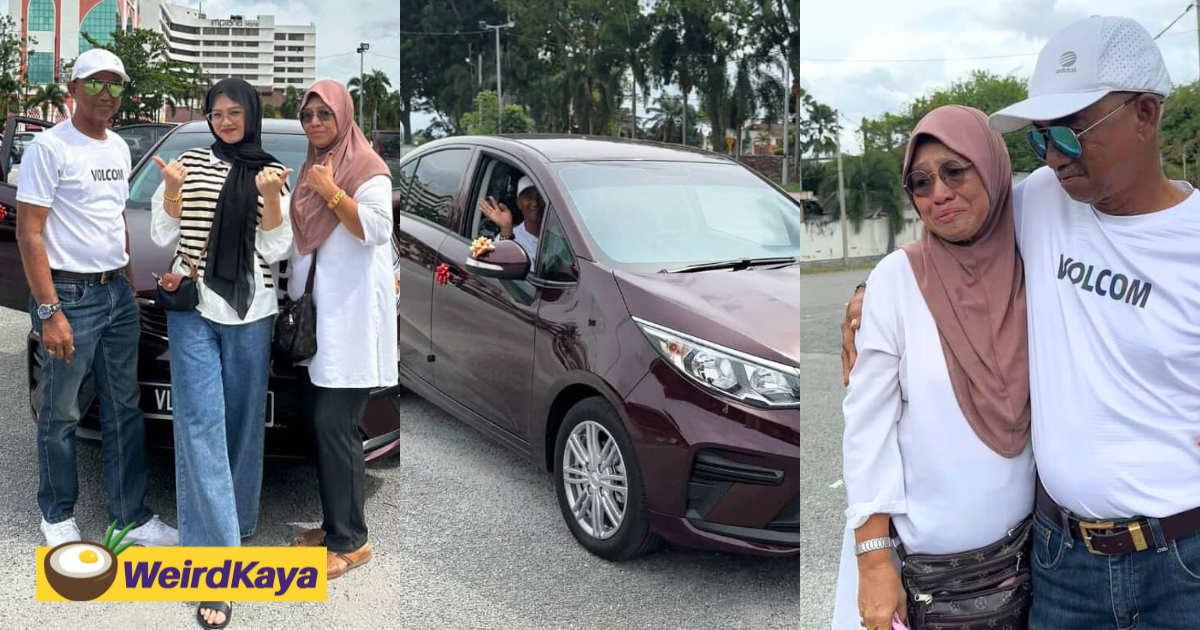 M'sian woman surprises her parents who used second-hand kancil for 8 years with a new car | weirdkaya