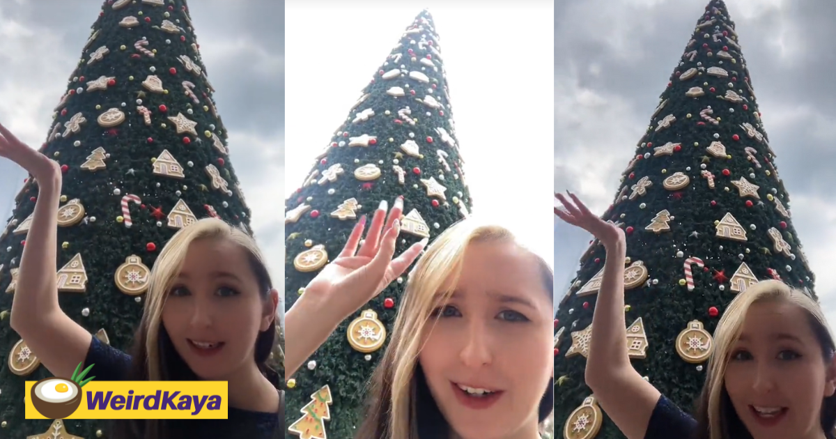 'so freaking tall! ' — angmoh woman shocked to see christmas tree bigger than those in the us at kl mall | weirdkaya