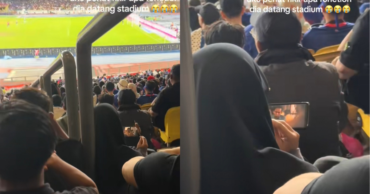 Woman watches online show while live football is ongoing
