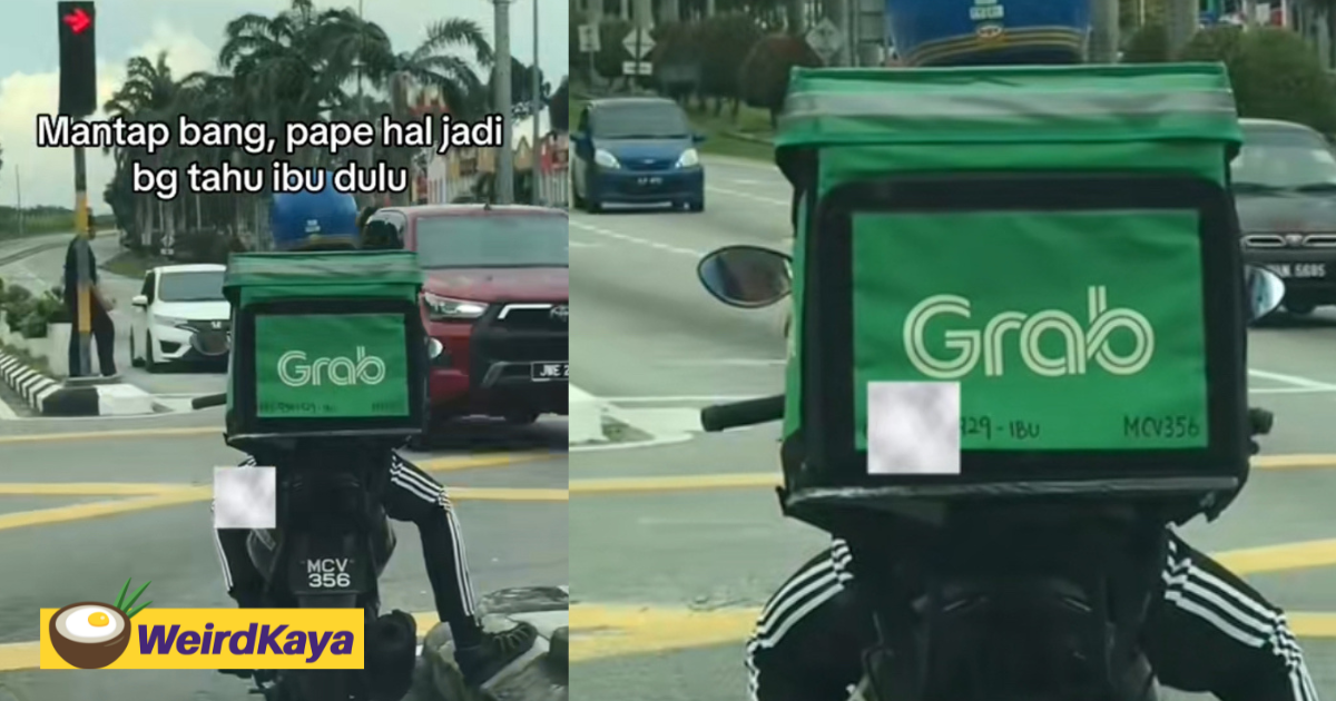 M'sian grab rider puts mum's phone number & license plate on delivery bag for safety purposes, netizens touched | weirdkaya