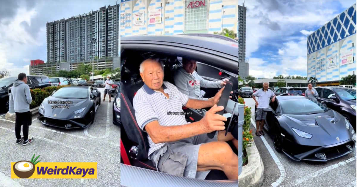 M'sian tiktoker lets uncle try his lamborghini out after seeing him admire it from afar | weirdkaya