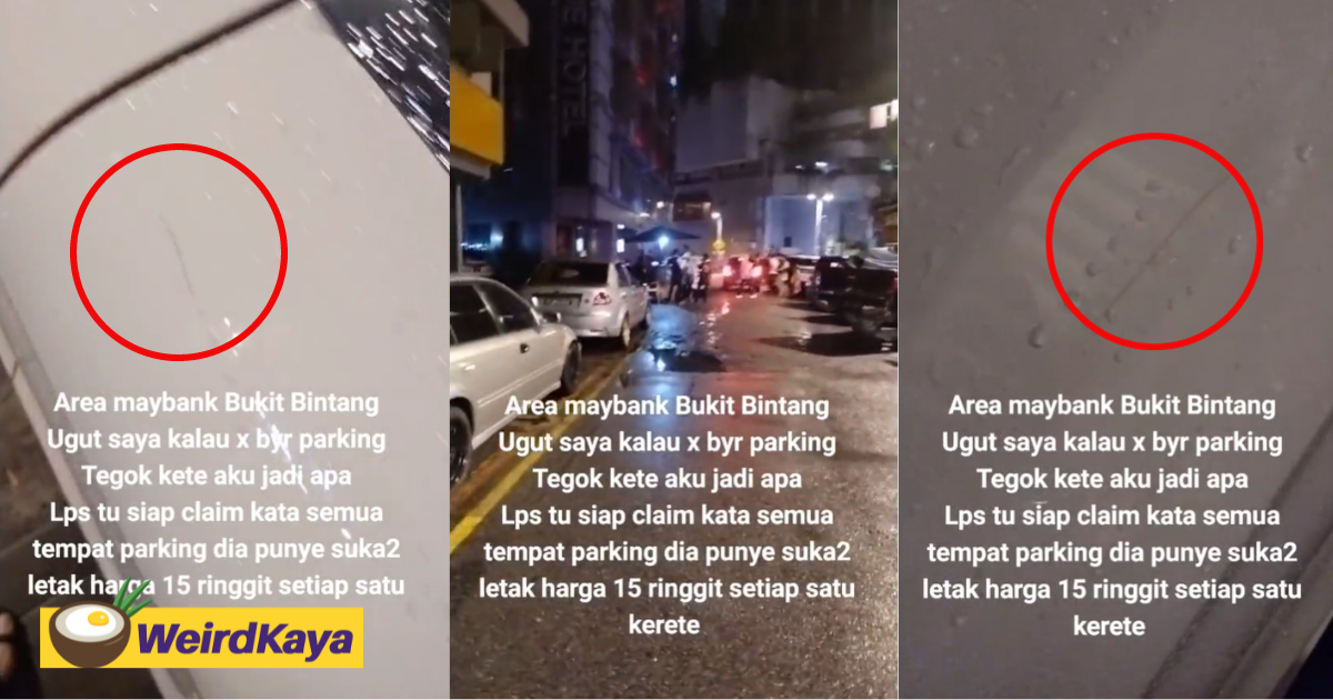 M'sian woman has car scratched after she refused to pay rm15 to 'parking worms' | weirdkaya