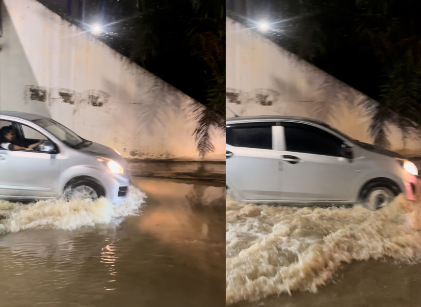 Myvi driving despite shah alam flood