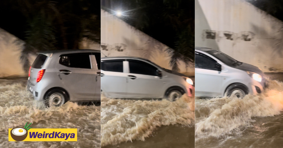 M'sians Stunned By Myvi & Axia Zooming Through Flood Waters In Shah Alam Like It's No Big Deal