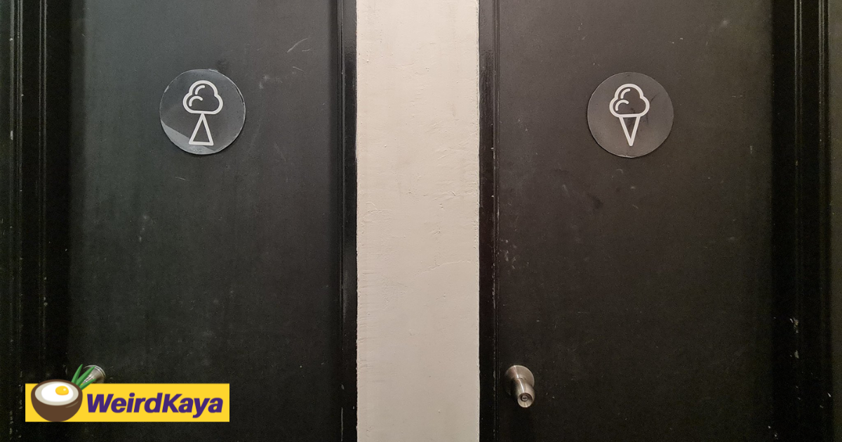 M'sians left scratching their heads over toilet sign featuring a cloud and triangle | weirdkaya