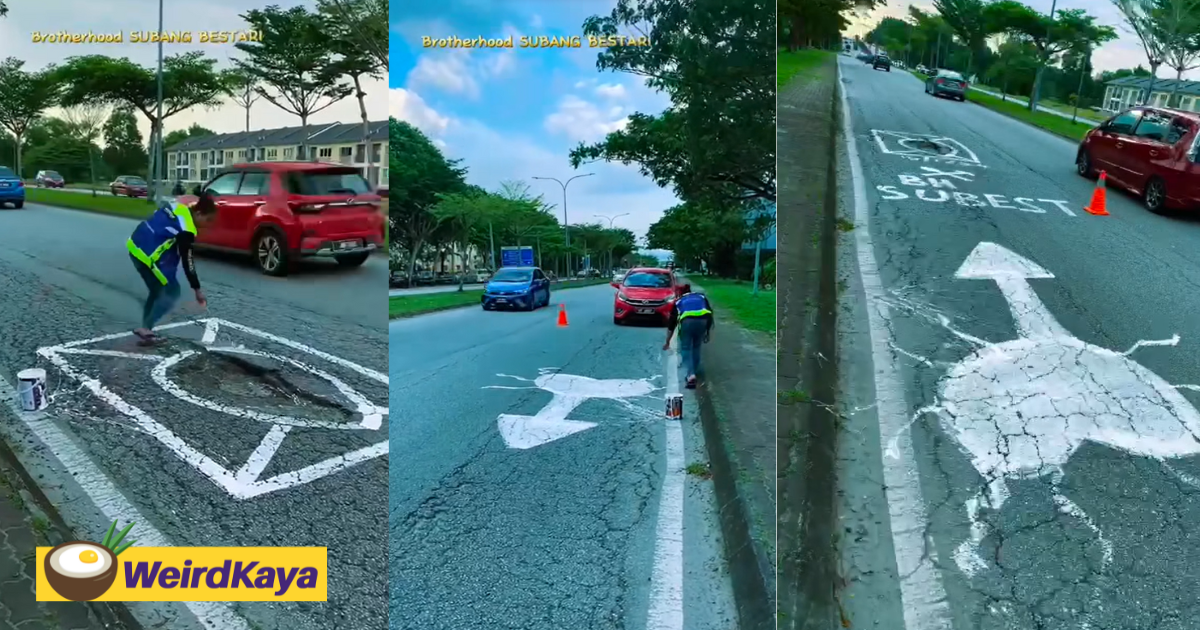 M'sian Man Makes Genital-Like Paintings To Protest Against Pothole On The Road