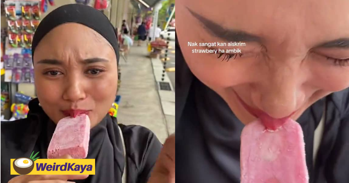 Hilarity breaks out after m'sian woman gets her lips stuck to ice cream | weirdkaya