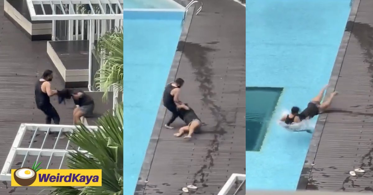 M'sian BF Yanks 19yo Allegedly Pregnant GF's Hair Aggressively & Dumps Her In The Pool
