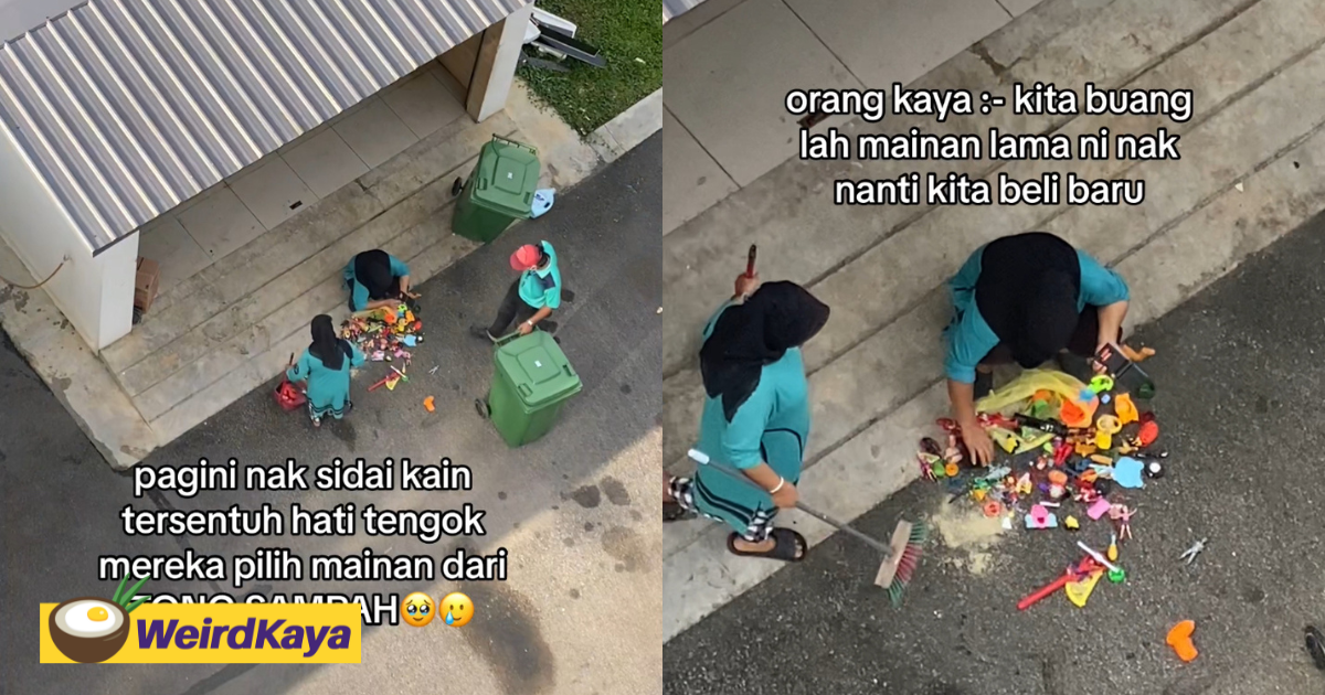Viral clip of janitor collecting toys from trash site teaches netizens to be more grateful for what they have | weirdkaya